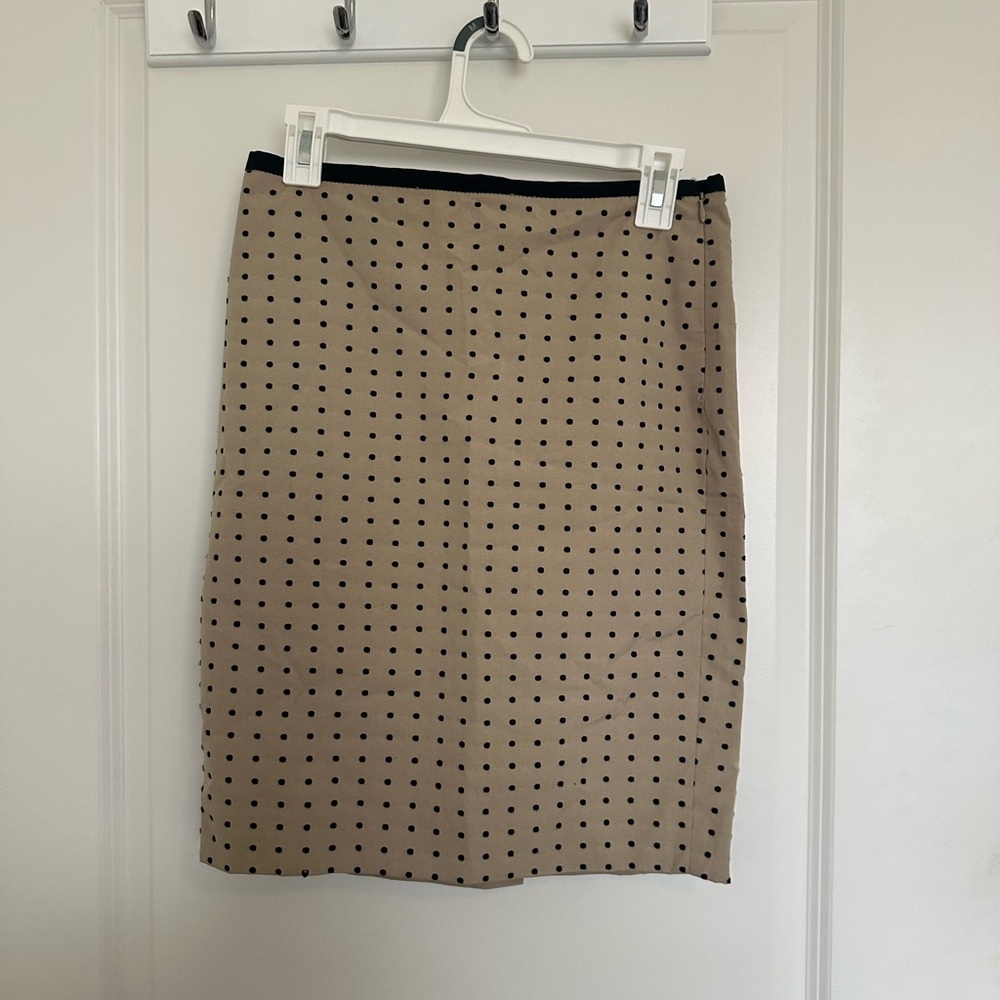 Outback Red Tan Pencil Skirt with Black Dots